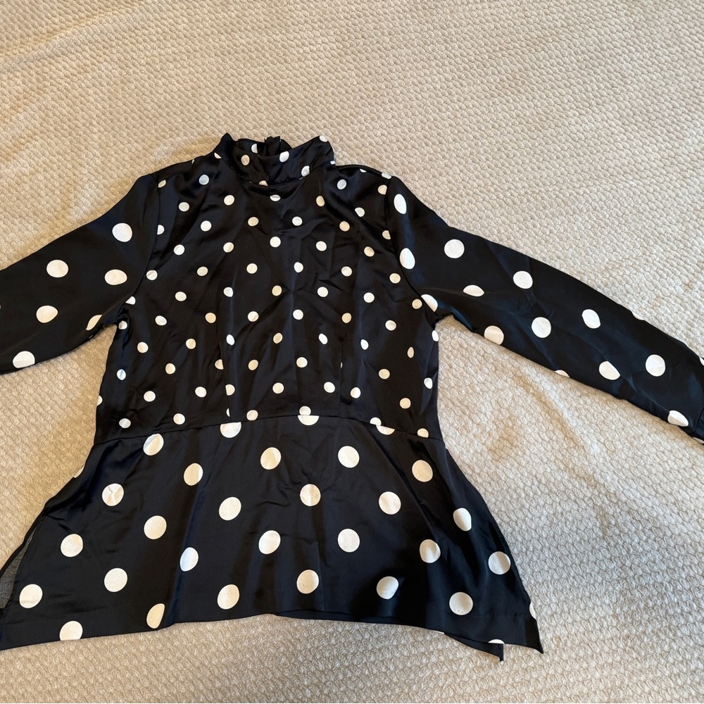 H&M Black Polka Dot High Neck Blouse